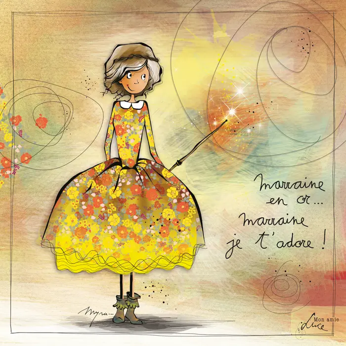 CS 764 - Carte Mon Amie Luce "Une marraine en or"