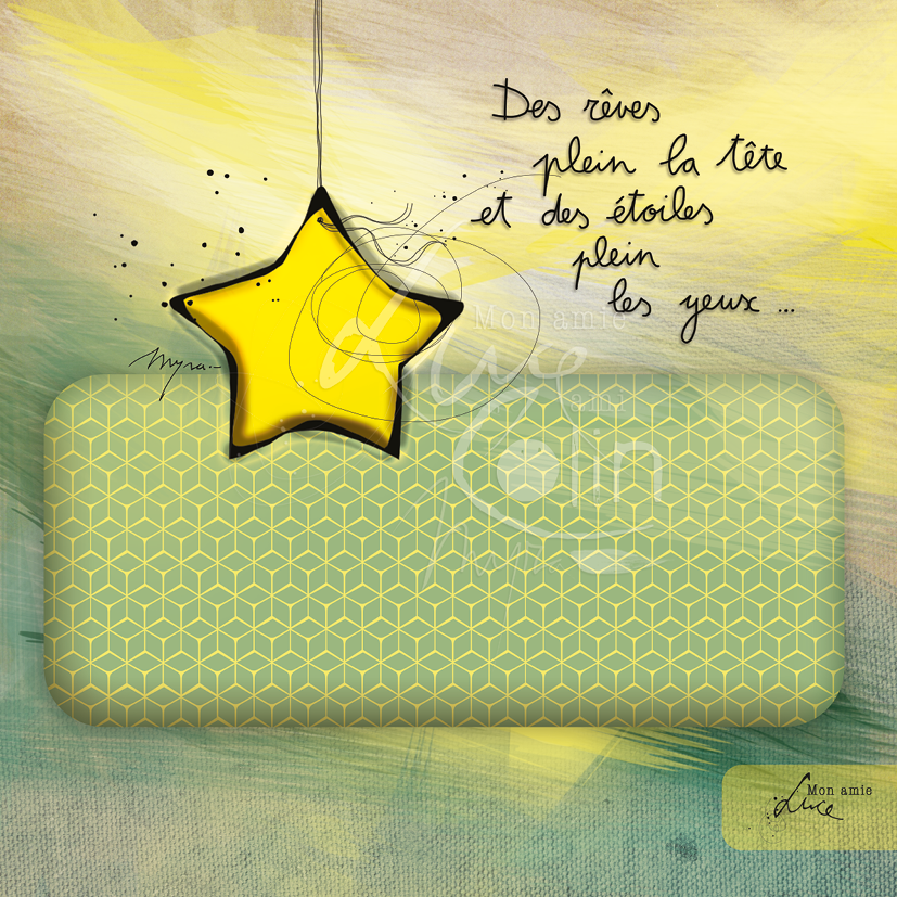 CS 770 - Carte de voeux Mon Amie Luce "Des rêves plein la tête"