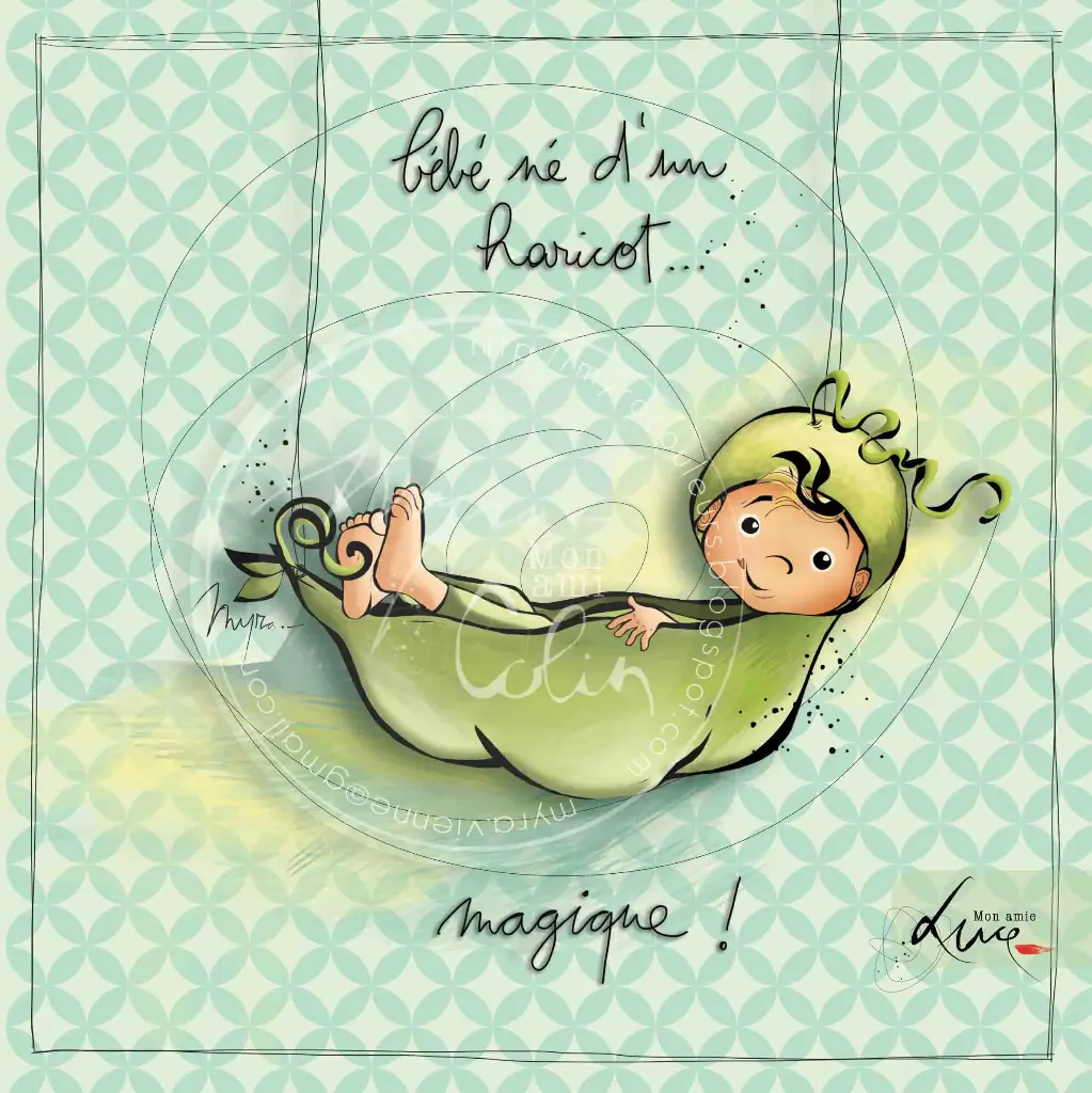 CS 977 - Carte Mon Amie Luce " Né d'un haricot"