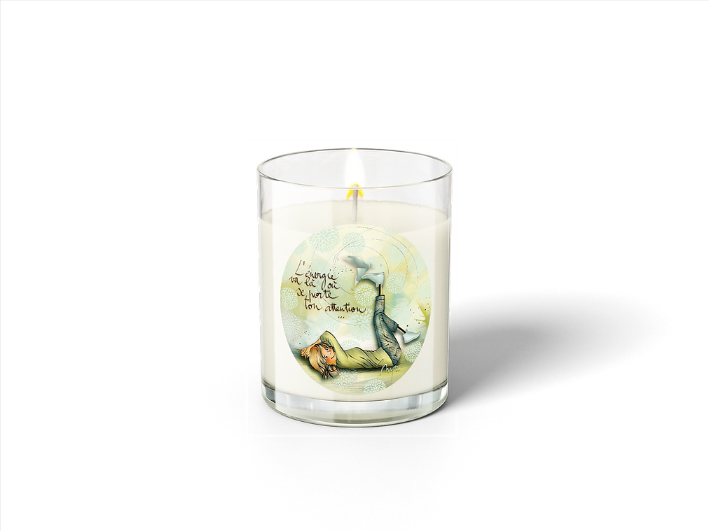 Bougie 283gr Mon Amie Luce "L'énergie va là où se porte ton attention"