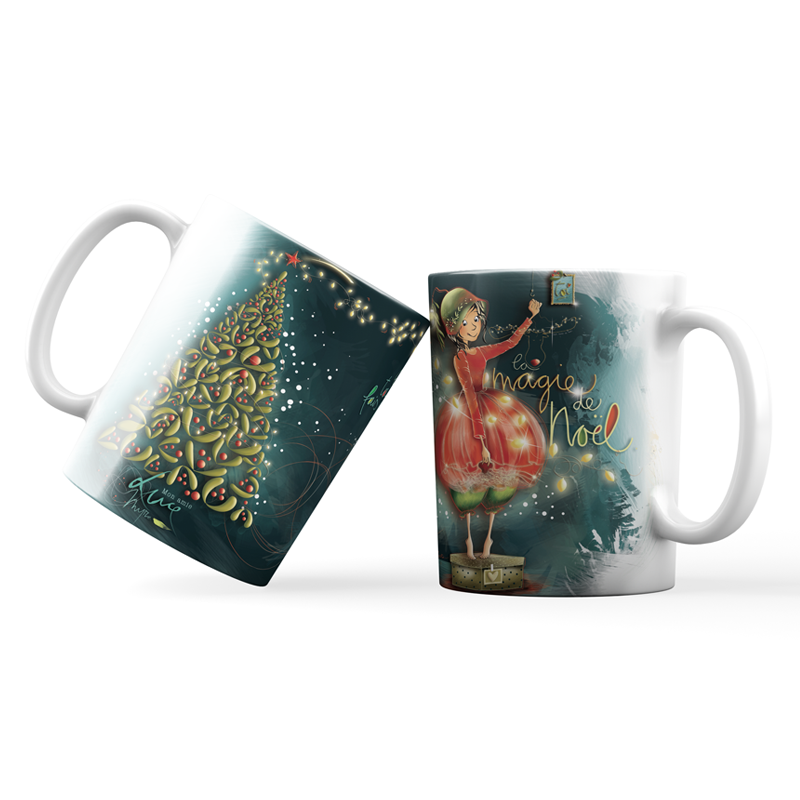 MUG 956 en céramique BRILLANT - émail blanc 250 ml Mon Amie Luce "Magie de Noël"