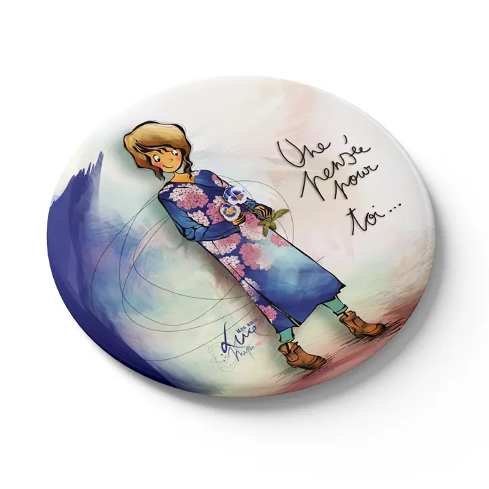 MGN 001 - Magnet "Une pensée pour toi"- Mon amie Luce