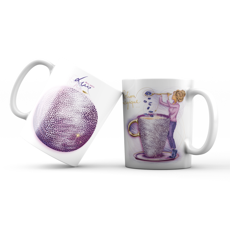 Mug 961 en céramique BRILLANT  – Émail blanc 250 ml Mon Amie Luce "Potion magique"