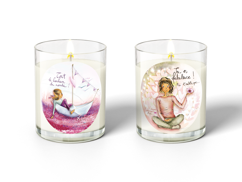 Assortiment minis bougies n°2 "Tout le bonheur du monde" & "Tu es fabuleuse"