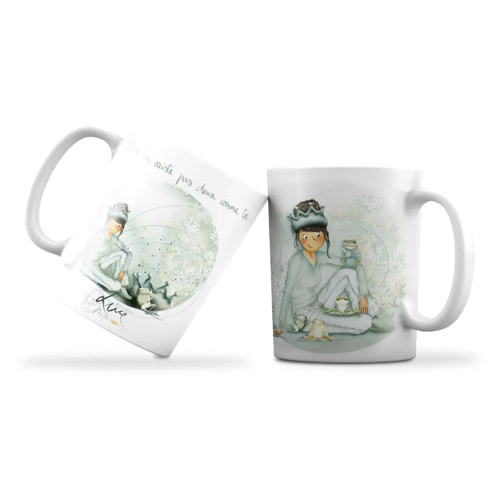 Mug 966 en céramique MAT - émail blanc 250 m Mon Amie Luce  "Pas deux comme toi