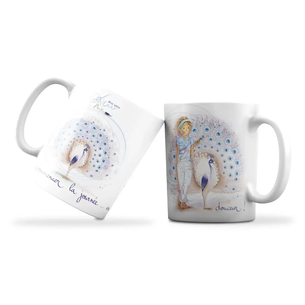 Mug 970 en céramique MAT - émail blanc 250 m Mon Amie Luce  "Commencer la journée en douceur"