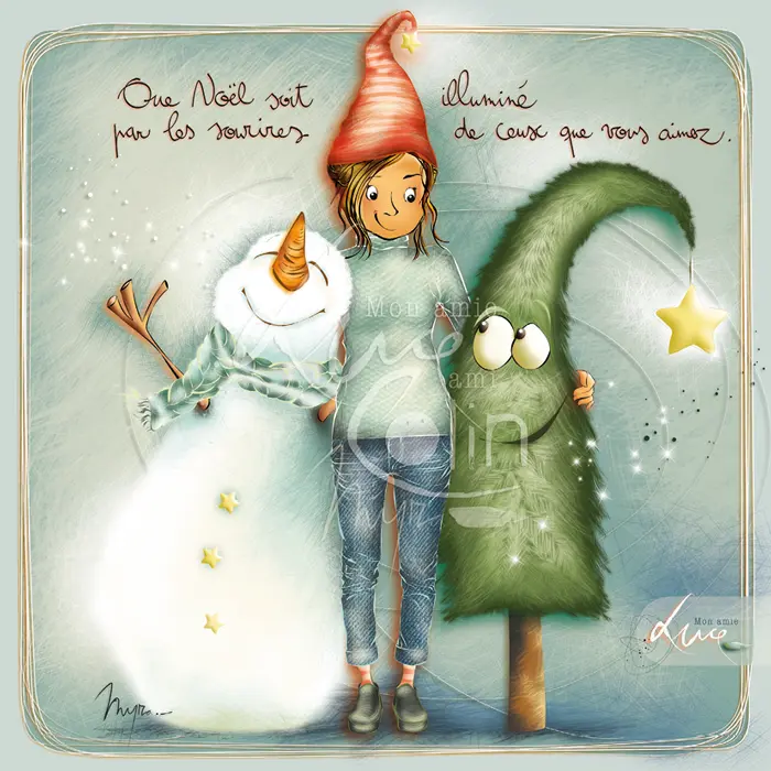 CS 1229 - Carte Mon Amie Luce "Que Noël soit illuminé par les sourires de ceux que vous aimez"