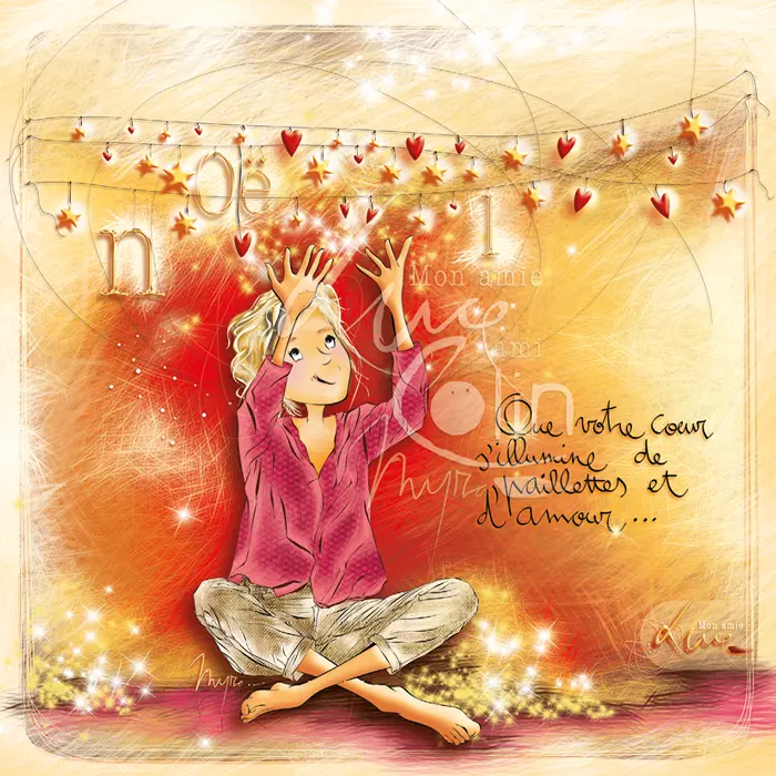 CS 1230 - Carte Mon Amie Luce "Que votre cœur s'illumine de paillettes et d'amour"