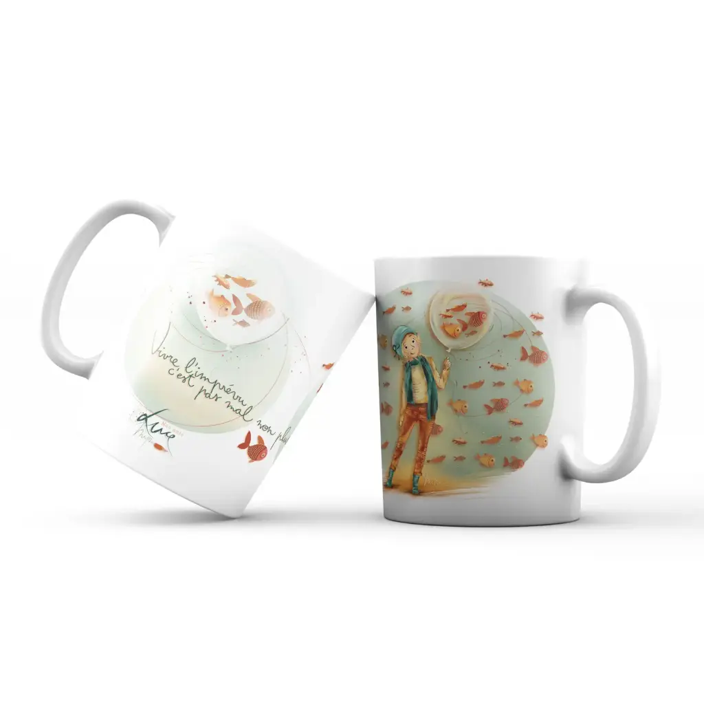 Mug 981 en céramique BRILLANT - émail blanc 250 ml Mon Amie Luce "Vivre l'imprévu c'est pas mal non plus"
