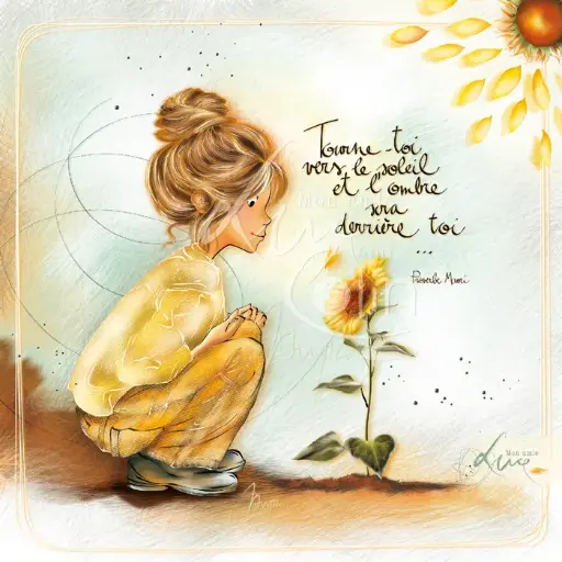 [CS 1200] CS 1200 - Carte Mon Amie Luce "Tourne-toi vers le soleil et l'ombre sera derrière toi"
