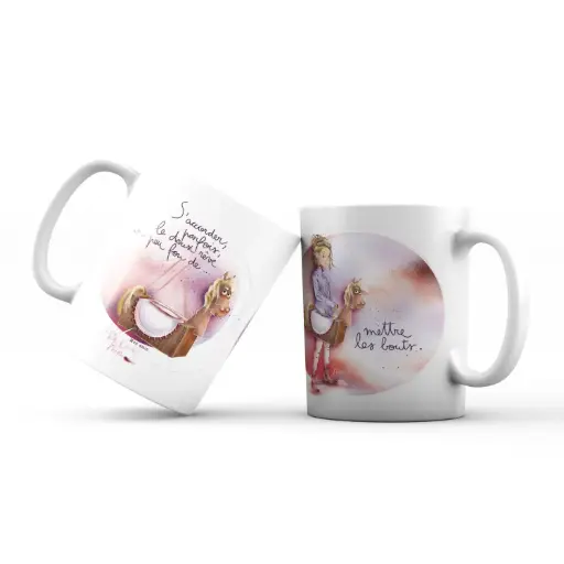 [MUG 975] Mug 975 en céramique BRILLANT - émail blanc 250 ml Mon Amie Luce "S'accorder parfois le doux rêve" 