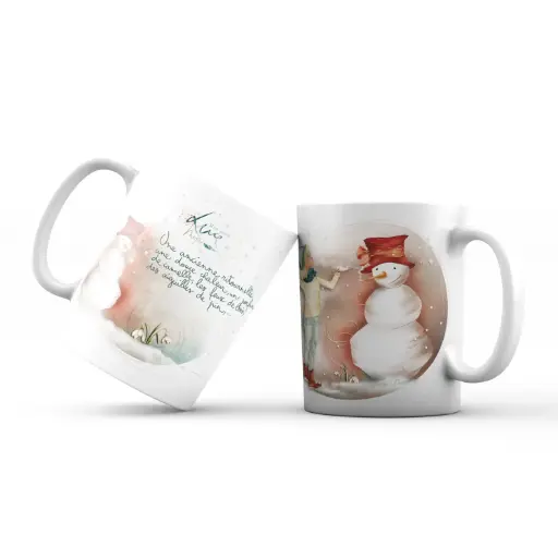 [MUG 979] Mug 979 en céramique BRILLANT - émail blanc 250 ml Mon Amie Luce "Une ancienne ritournelle, une douce chaleur …"