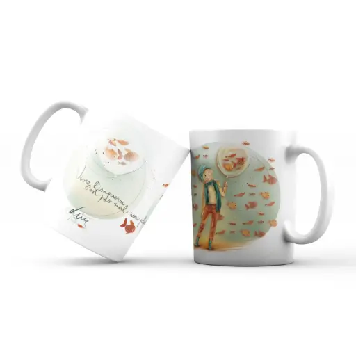 [MUG 981] Mug 981 en céramique BRILLANT - émail blanc 250 ml Mon Amie Luce "Vivre l'imprévu c'est pas mal non plus"