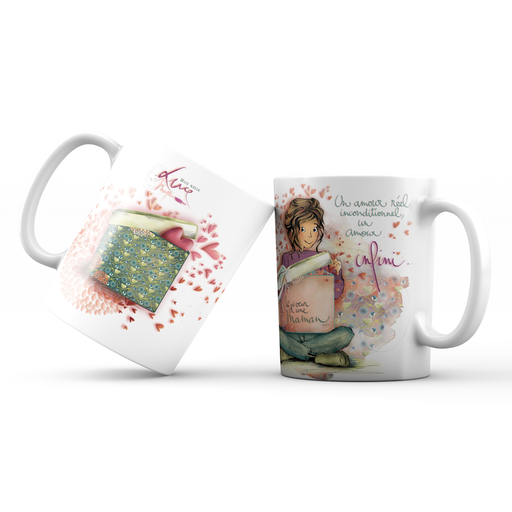 [MUG 957] Mug 957 en céramique brillant  – Émail blanc 250 ml Mon Amie Luce  "Un amour réel, inconditionnel…"